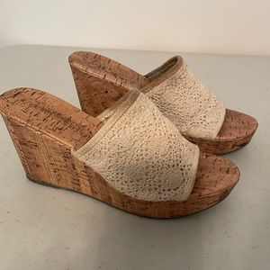 Montego Bay club cream cork wedge heels size 9